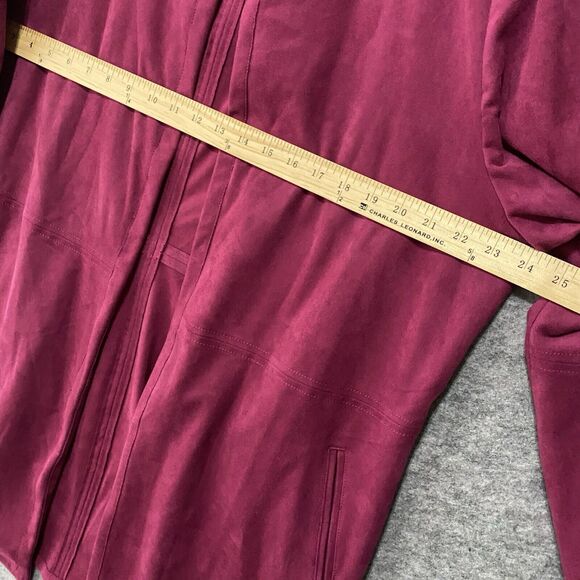 Chicos Faux Suede Open Jacket Womens Sz 3 US 16 / 18 Fuchsia Pockets - Picture 5 of 6